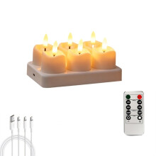 4/6PCS LED Tea Light Candles Rechargeable Flameless Candles Home Decor Flickering Electronic Candle Lamp B