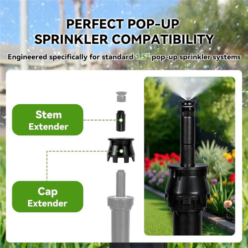 12-Pack 1.5" - Sprinkler Riser Extension, No-Dig Stackable . No-Dig, Stackable for Custom Height Irrigation Gardens 2