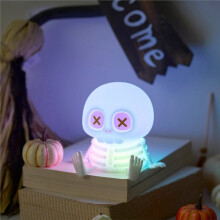 Czaszka Silikonowa Lampka Nocna Dotykowa RGB LED Akumulatorowa Ściemnialna Lampa do Sypialni Dekoracja na Halloween