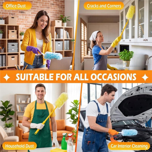 100 Count Disposable Dusters Refills with 1 Handle, 360 Multi-Surface Microfiber Static Cleaning Dusting Wand 1