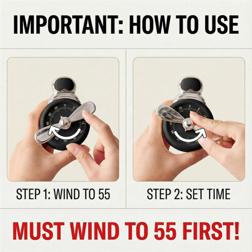 Magnetic Mechanical Visual Kitchen Timer 60 Min, No Battery Loud Alarms Countdown Cooking Study Pomodoro (Retro Black) 1