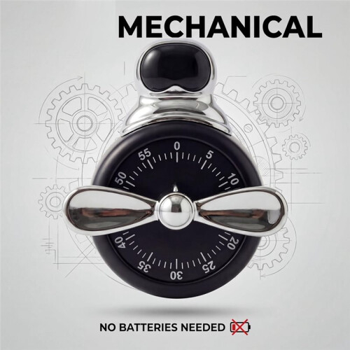 Magnetic Mechanical Visual Kitchen Timer 60 Min, No Battery Loud Alarms Countdown Cooking Study Pomodoro (Retro Black) 2