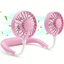Draagbare, Oplaadbare Nekventilator met 360 Draaibare Functie en 3 Snelheden, 2000 MAh, Ideaal voor op Reis en Buitenactiviteiten, Roze