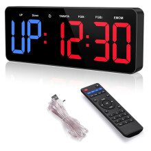 Gym Timer Clock, 12" Large Display LED Exercise Workout Interval Timer with Remote for Boxing Tabatas FGB Sport EU Plug