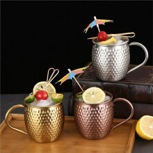 Stainless Steel Cocktail Mug 520ml Coffee Beer Cup with Handle for Whiskey Juice Bar Kitchen Party Drinkware Rose Gold