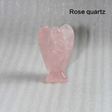 (Rose Quartz)Carved Crystal Guardian Angel Figurine Pocket Stone Healing Craft Statue 15"
