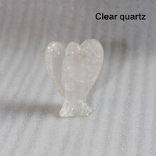 (Clear Crystal)Carved Crystal Guardian Angel Figurine Pocket Stone Healing Craft Statue 15"