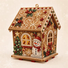 Christmas Pearl Cottage 3D Wood Kit Pre-Cut Panels, Rhinestones & Beads for DIY Holiday Decor Santa