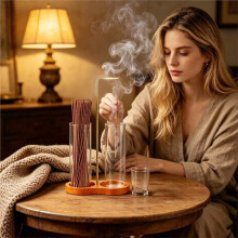 8 Delar Glas Rökelsehållare Set med Aska Fångare och 3 Förvaringsrör, Aromastickbrännare för Meditation, Yoga, Spa-Rumsdekoration