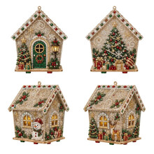 Christmas Pearl Cottage 3D Wood Kit Pre-Cut Panels, Rhinestones & Beads for DIY Holiday Decor Tree
