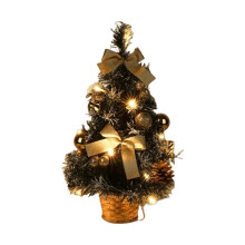 Christmas Tree with Lights,40cm Lovely Artificial Desktop Battery Operated Lighting Small Christmas Tree Gold