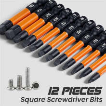 12-Teiliges Vierkant-Bit-Set, 50 mm Langer Vierkant-Bohrer, 1/4-Zoll-Sechskant-Magnet-Schraubendreher-Bit-Set