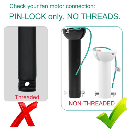 Matte Black Ceiling Fan Downrod with Hanger  - Universal Threadless Extension Pole 10 Inch 1