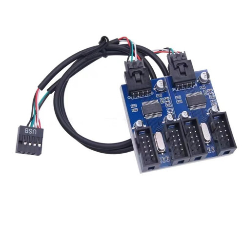 9 Pin USB Splitter Moderkort Förlängningskabel 1 Hane Till 2 Hon Interface Header Adapter 2