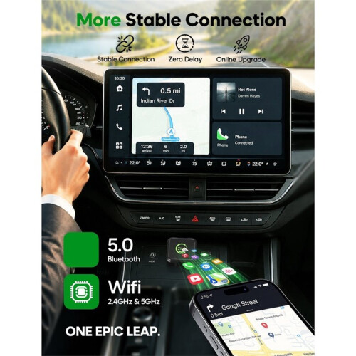 2-in-1 Wireless CarPlay & Android Auto Adapter,  Size Plug and , Seamless Wired to Wireless Conversion, USB-C 2