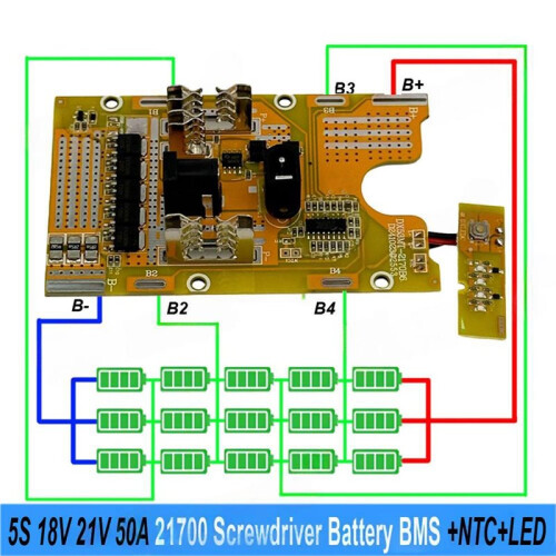 15 Core 21700 Battery Storage Box Case with 50A BMS PCB Board NTC Temperature Control for  18V/21V 1