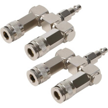 2 Pack 2-Way Air Hose Splitter with 360 Swivel, 1/4" NPT Steel Fittings, 300PSI Industrial Air Compressor Quick Connect