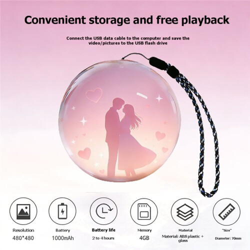 Infinite Loop Crystal  Video Player Romantic Desktop Decoration Birthday Surprise Gift 3D Crystal  4GB 1