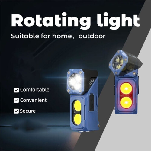 T615 Multi-Functional Portable Rotating Flashlight, 500LM, 700mAh, Rechargeable Flashlight, Magnetic, with Clip 2