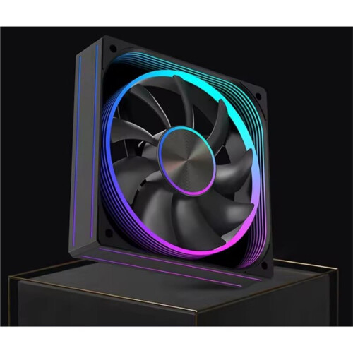 Desktop PC Case Cooling Fan Temperature Control Super Large Surround Mirror Computer Case Fan Black Reverse 2