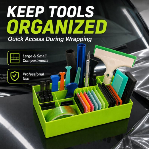 Car Wrap Tool Storage Box - Multi-Compartment Organizer for Vinyl Tint Film Tools 2