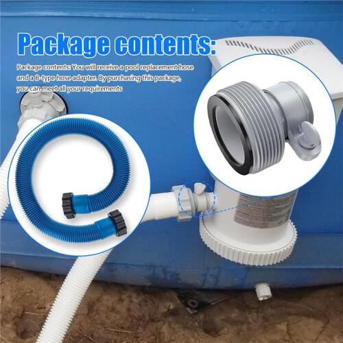 29060E Heavy-Duty 1.5" Pool Pump Replacement Hose Kit Thickened Threaded Pool Hose Above Ground Pool Hose Conversion Kit 2