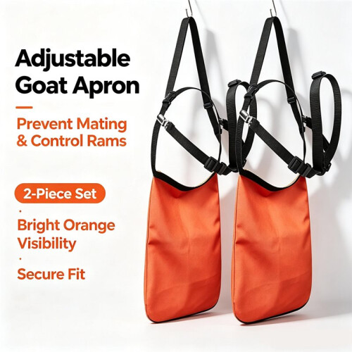2 Pack Adjustable Goat Aprons, Anti-Breeding & Ram Control, High Visibility Bright Orange 2