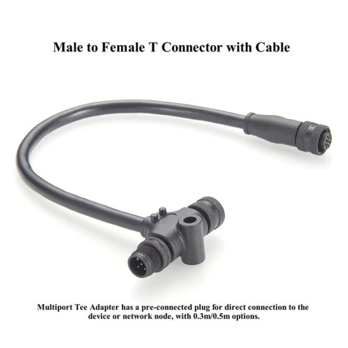 Marine T Connector Cable IP67 MultiPort M12 3 Way Tee Splitter Backbone Drop Cable for   Simrad B&G 1