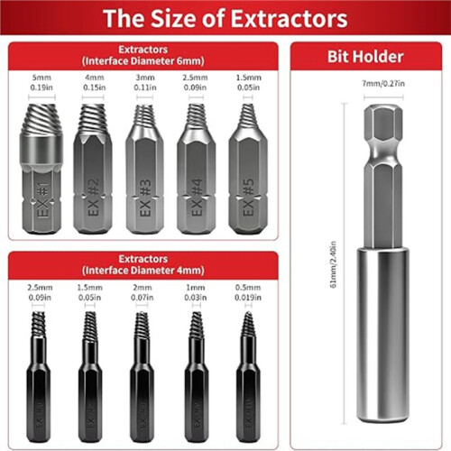 33PC Damaged Screw Extractor Set Broken Bolt Remover Kit HSS Easy Out with Magnetic Holder Socket Adapter Case 2