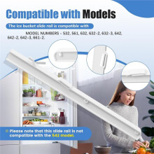 7014661 Right Freezer Ice Bin Slide Rail for Sub Zero Ice Bucket Rail for Freezer Drawer Slide Track 532, 561, 632