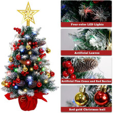 Christmas Tree Artificial Tabletop Christmas Tree with Lights Christmas Baubles Ornaments Christmas Tree Star