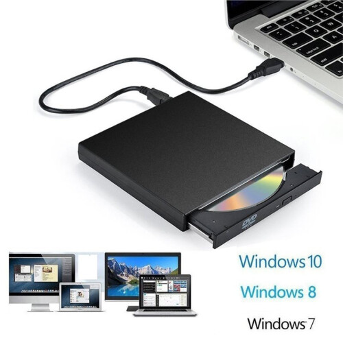 USB 2.0 External CD DVD-RW Drive, Plug-and- Portable Optical Disc Reader Writer Burner 2