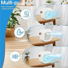 Portable Air Conditioner 4000mAh Rechargeable 3 Speeds Personal Air Cooler for Car Bedroom Home Outdoor