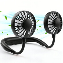 Draagbare, Oplaadbare Nekventilator met 360 Draaibare Bladen, 3 Snelheden, 2000 MAh, Ideaal voor op Reis en Buitenactiviteiten, Zwart