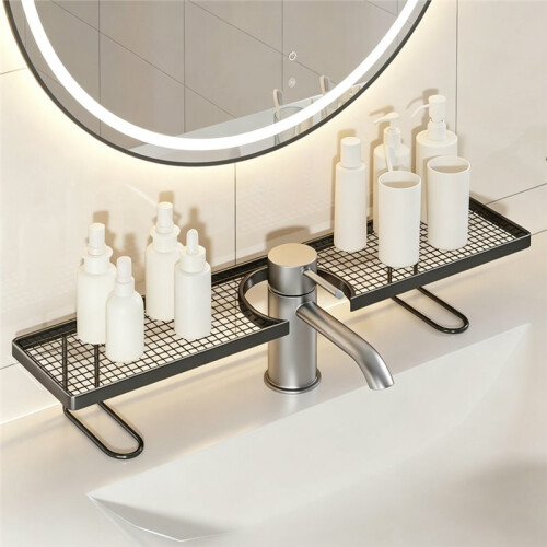 Sink Organizer Rack,Faucet Storage Shelf, Washbasin Shelf, Organizer, Space-Saving Bathroom Countertop Organizer 2