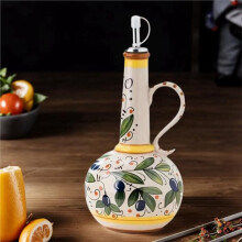 Garrafa Dispensadora de Azeite de Cerâmica de 680 Ml para Cozinha, Capacidade para Azeite e Vinagre, com Bico de Aço Inoxidável