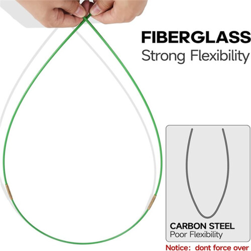 45FT Fiberglass Running Electrical Wire Cable Glow Rods Wire Pulling, Fish Rods Electrical Kit 8 Different Attachments 1