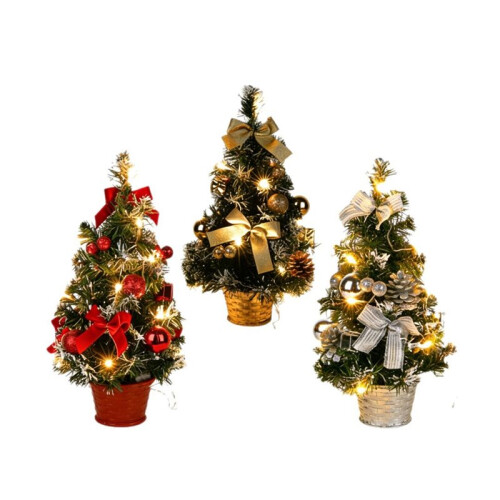 Christmas Tree with Lights,40cm Lovely Artificial Desktop Battery Operated Lighting Small Christmas Tree Silver 1