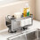 Sponge Holder for Kitchen Sink, 45 Tilted Self Draining Sink Caddys Organizer with Towel Bar, Waterproof Rustproof 2