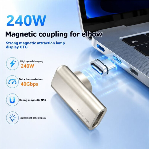 PD240W Magnetic Adapter OTG Fully Compatible Type-C Right-Angle Fast Charging 24-Pin 2