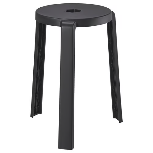 IKEA IBBARBO Plastic Stool Dark Grey