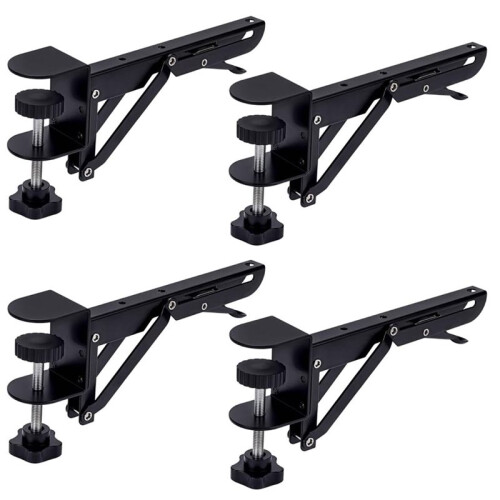 4 Pack Under Desk Keyboard Tray Clamp- Bracket, Adjustable Desktop Extension Arm Rest Support Rack (No Tray) 1