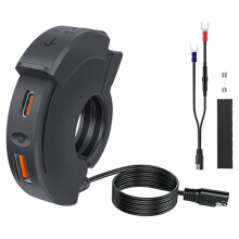Motorcycle USB Charger 30W Type C Port Socket Waterproof Handlebar Mounting Bracket Charger for Phone Tablet