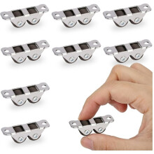 Small Double Roller Caster Wheels,1/2 Inch Fixed Rigid Casters, for Underbed Drawers, Furniture, DIY (8 Pcs)
