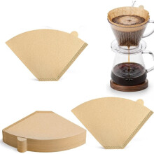 200 Count 4 Cone Coffee Filters, Unbleached Natural Paper Coffee Filters for 8-12 Cup Coffee Makers, Disposable