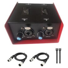 Przenośny Wzmacniacz Mikrofonowy 2-Kanałowy z Dynamicznym Zasilaniem Phantom 48V, 6,35 mm XLR, Wzmacniacz dla Mikrofonów Dynamicznych
