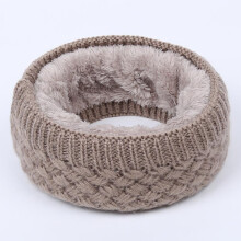 (Khaki)Womens Ladies Snood Chunky Knit Knitted Winter Soft Neck Warmer Scarf Ski