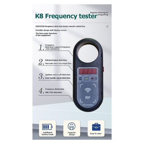 K 8 Tester Frequency Meter/Frequency 100-999MHz LCD for Car Remote Control Frequency Detection Infrared Signal Detection 2