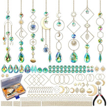 Zonvanger Kits voor Volwassenen, 228 Stuks DIY Zonvanger Maakbenodigdheden met Kristallen, Kunst en Ambachten voor Hangende Ornamenten B