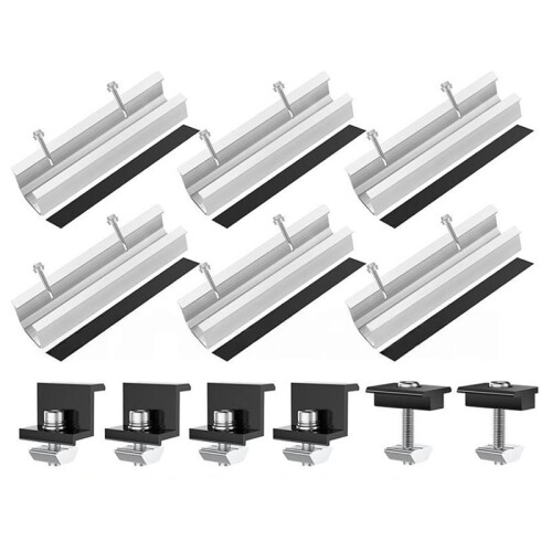 120mm U-Rail Solar Mounting Kit - Complete Solar Panel Mounting Set Including Side and Mid Clamps